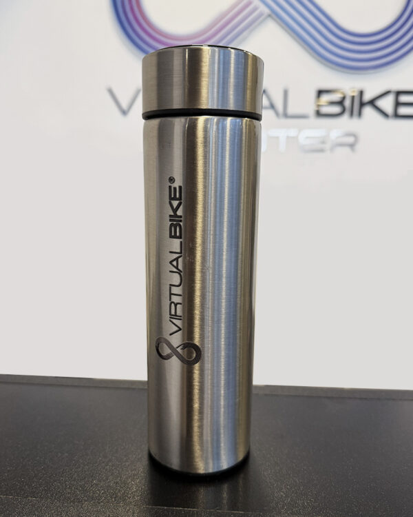 Botella de color gris con logo Virtual Bike