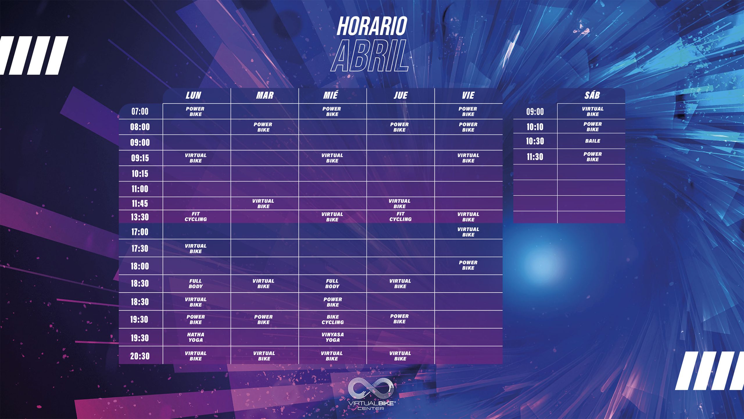 Horario Virtual Bike Abril