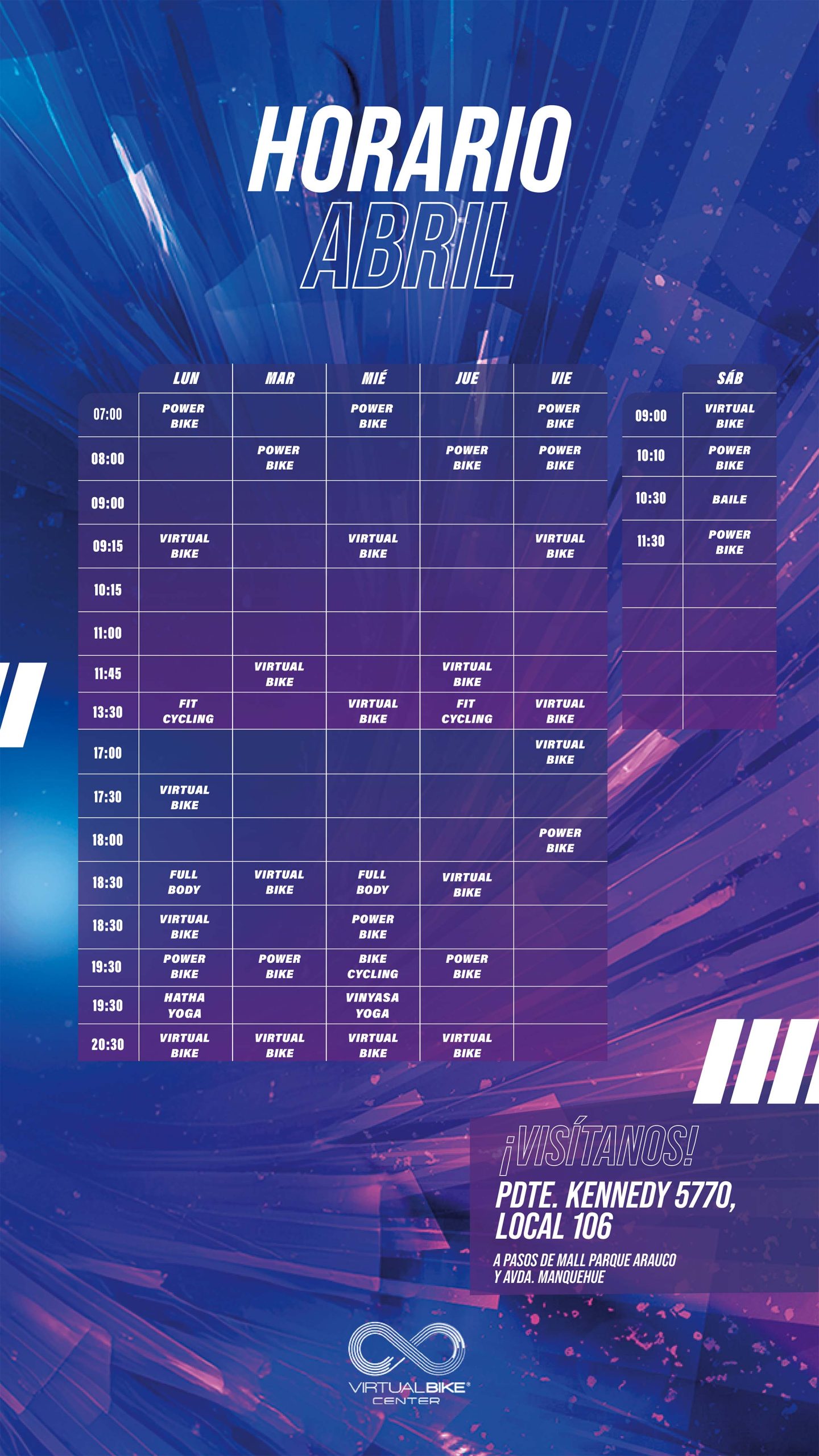Horario Virtual Bike Abril